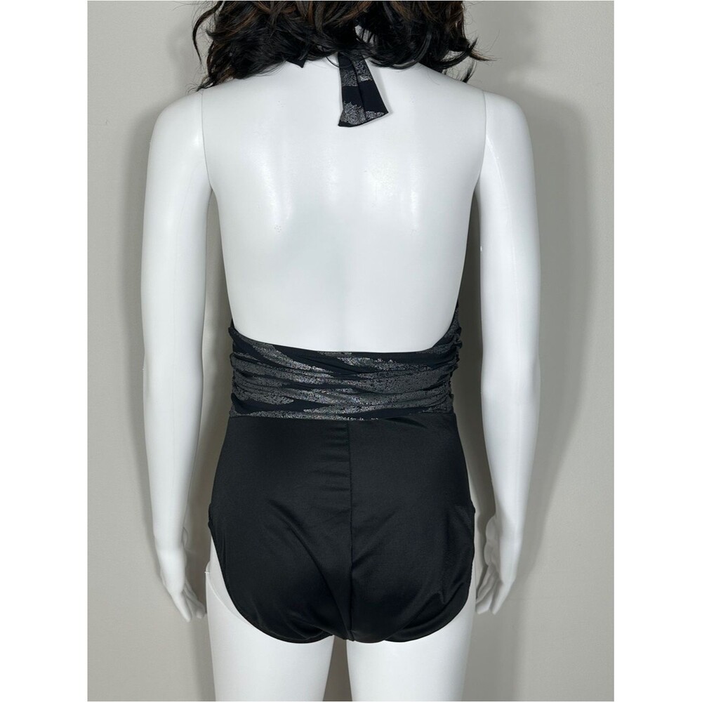 Magicsuit Woman Swimsuit Size 10 Black Silver Metallic Yves One-Piece Halter - Picture 4 of 11